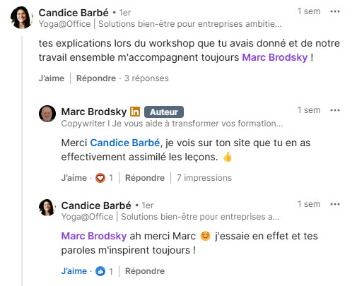 Candice Barbé commentaire LinkedIn
