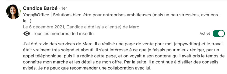 Candice Barbé recommendation
